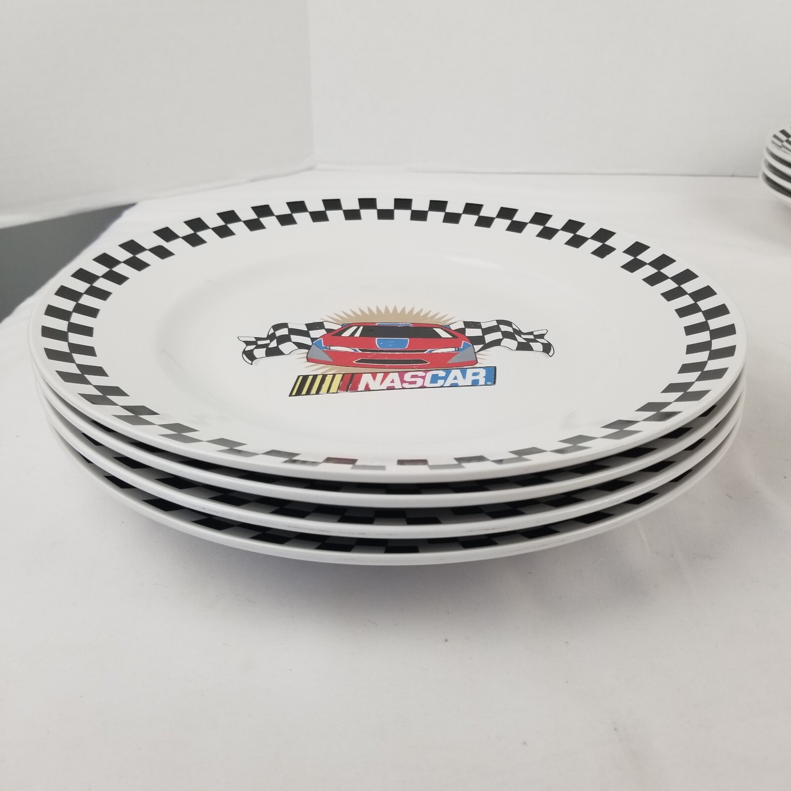 Gibson Nascar Victory Dinnerware Set Service for four 16 pieces Racing Checkered