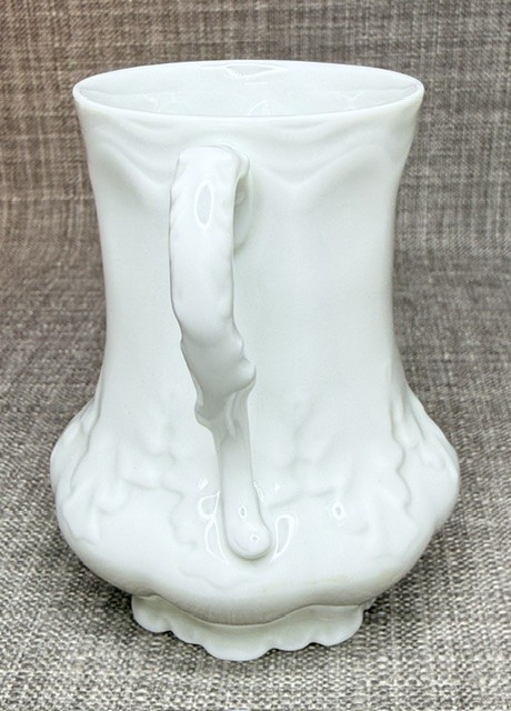 VTG Giraud Limoges France Cup & Saucer White Embossed Scalloped Fine Porcelain