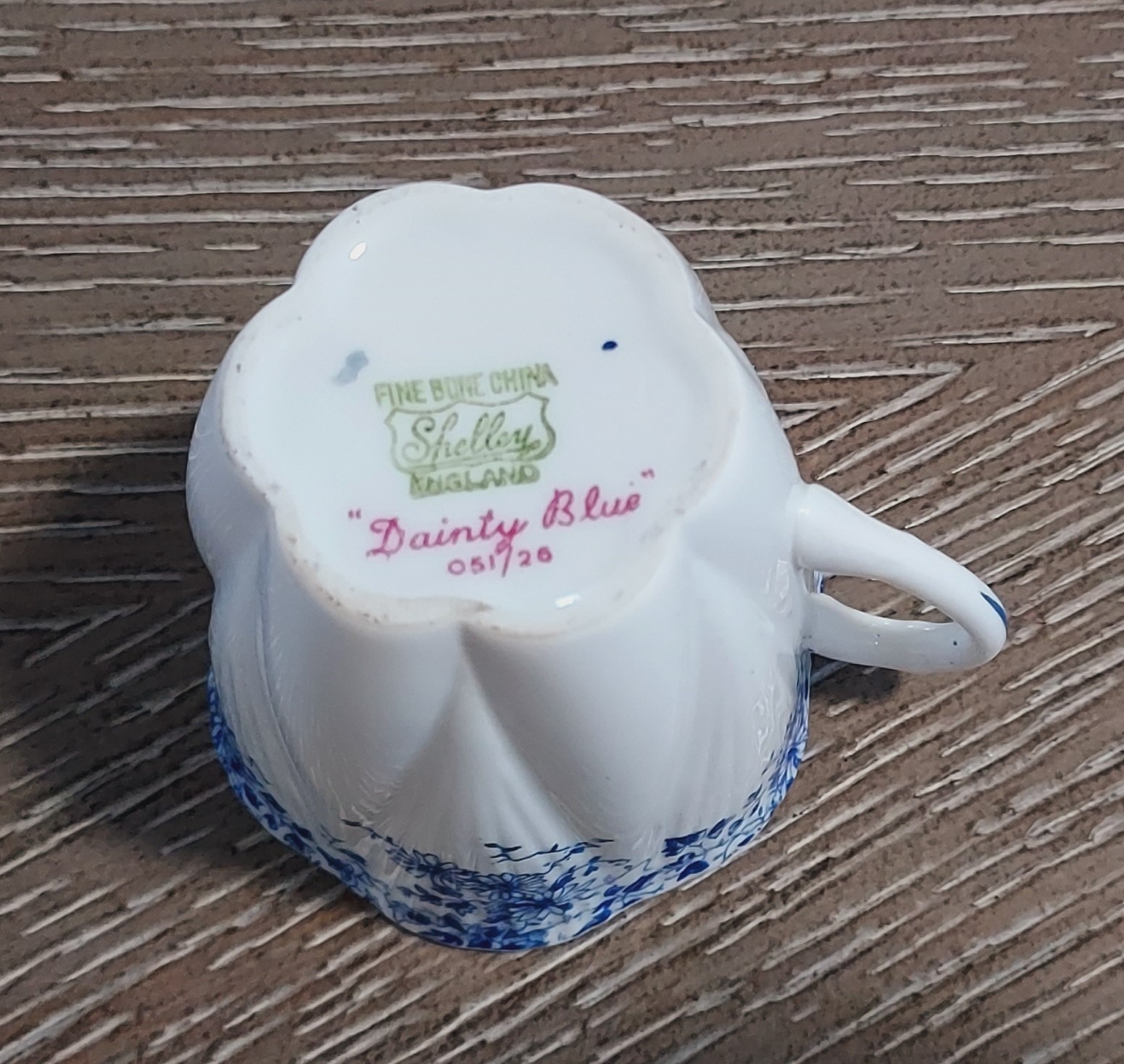 Shelley England “Dainty Blue” Fine Bone China Teacup & Saucer – Scalloped Shape