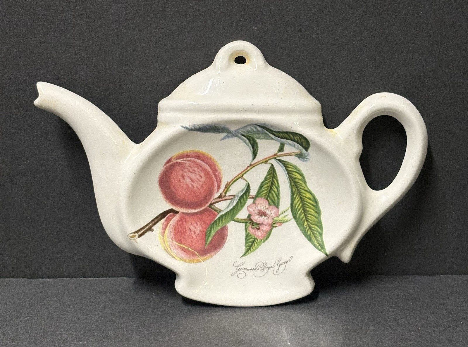 Portmeirion Pomona “Grimwood’s Royal George Peach” Teabag/Spoon Rest Teapot