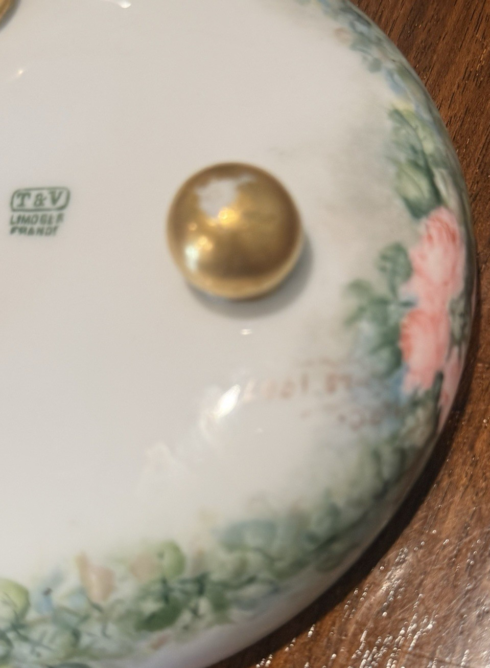 Antique T&V Limoges France Hand Painted Pink Roses Footed Bowl 1907