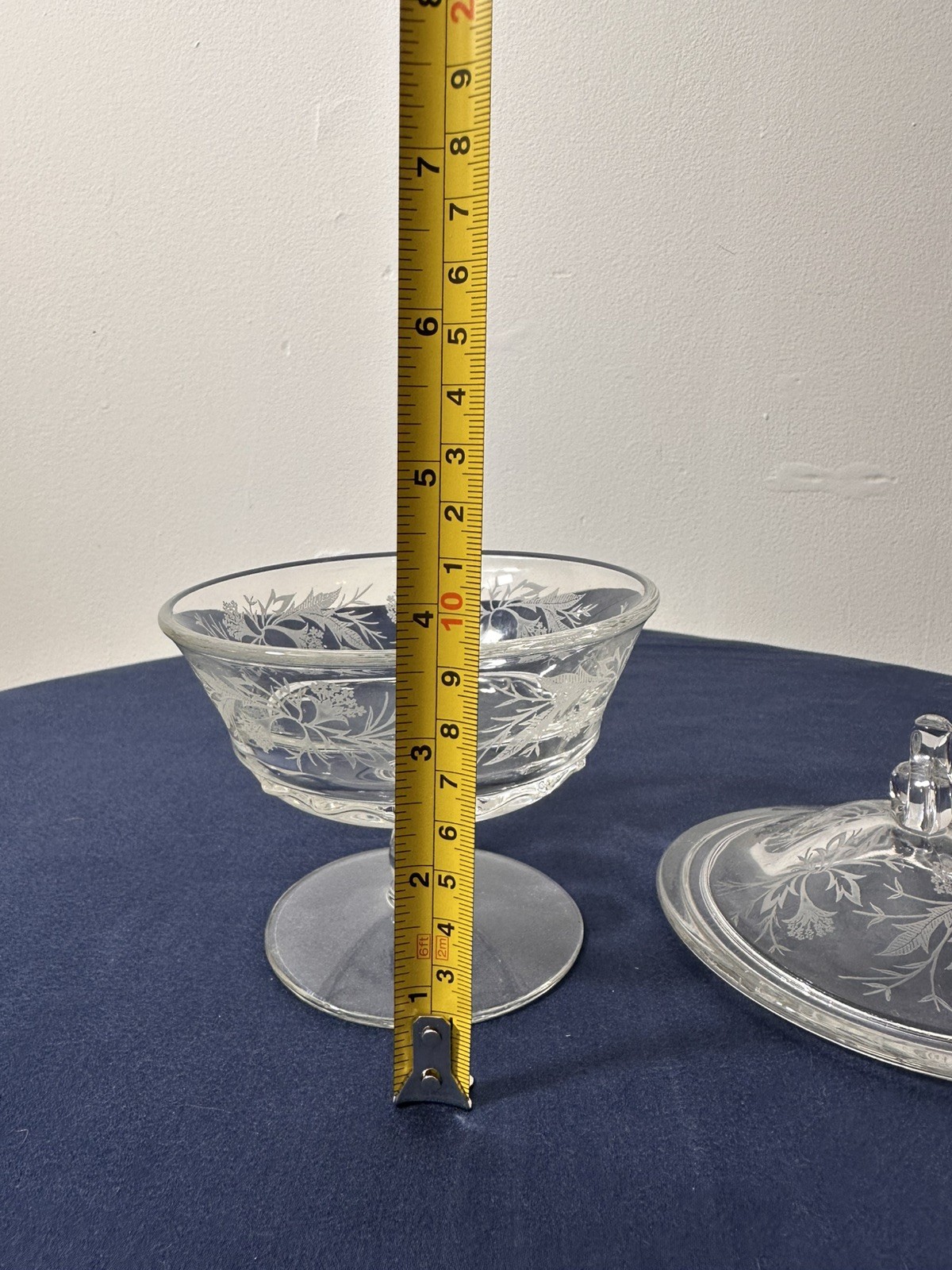 Vintage Fostoria Etched Heather Footed Candy Dish With Lid 6”