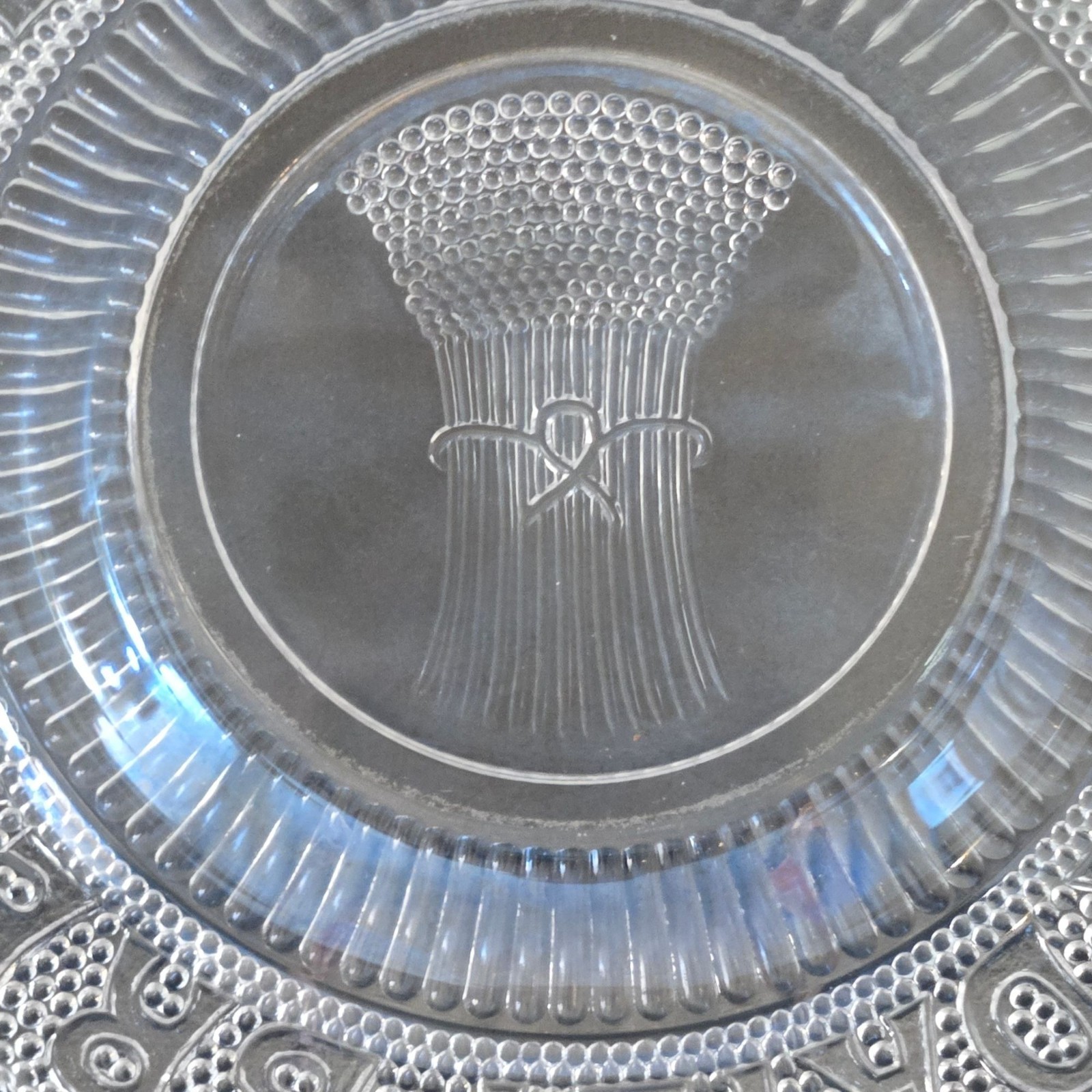 Antique EAPG Bread Plate Give Us This Day Our Daily Bread Glass Decor Religious