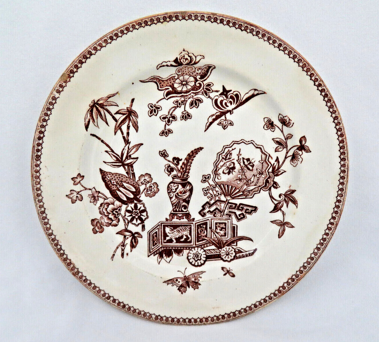 Antique Elsmore Staffordshire England Aesthetic Brown Transfer Ware Salad Plate