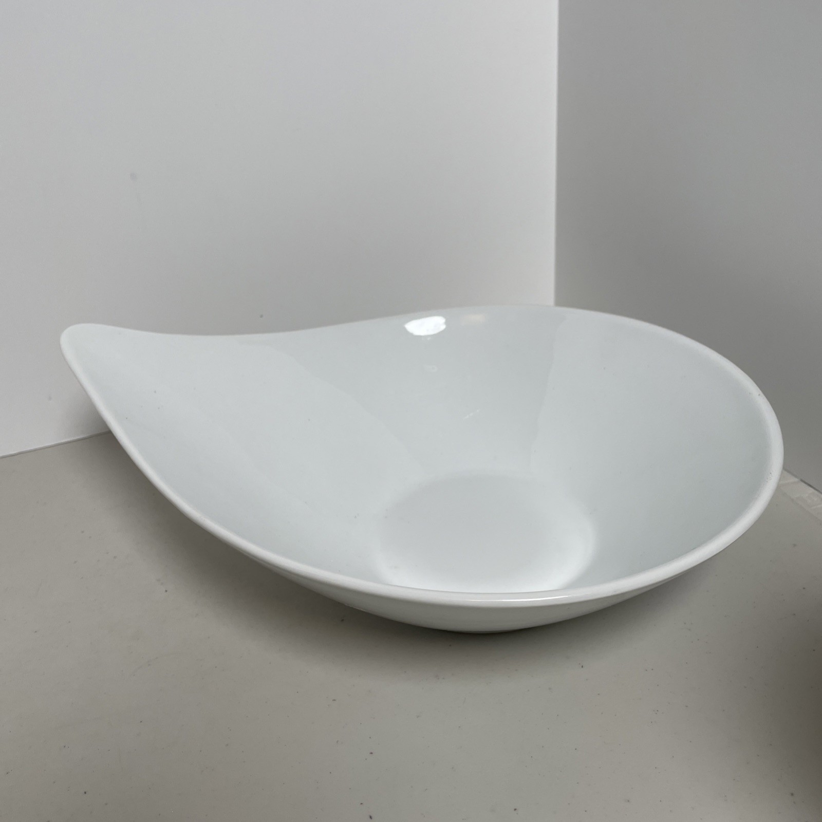 222 Fifth White Porcelain Asymmetrical Swoop 12” Serving Bowl Replacement Dish