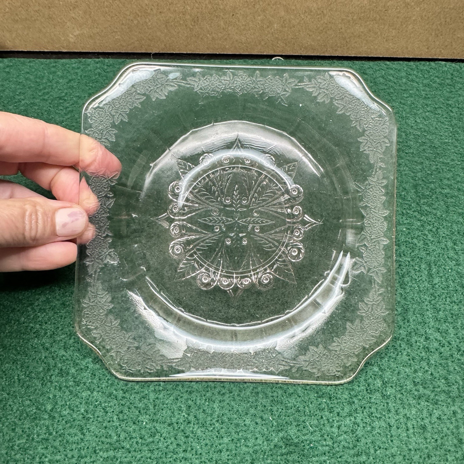 Jeannette Adam Pink Depression Glass Square 6” Plates Lot Of 4 1930s