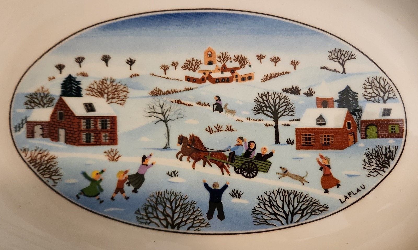 Villeroy & Boch Naif Christmas 10 1/4″ Oval Handled Plate Serving Platter