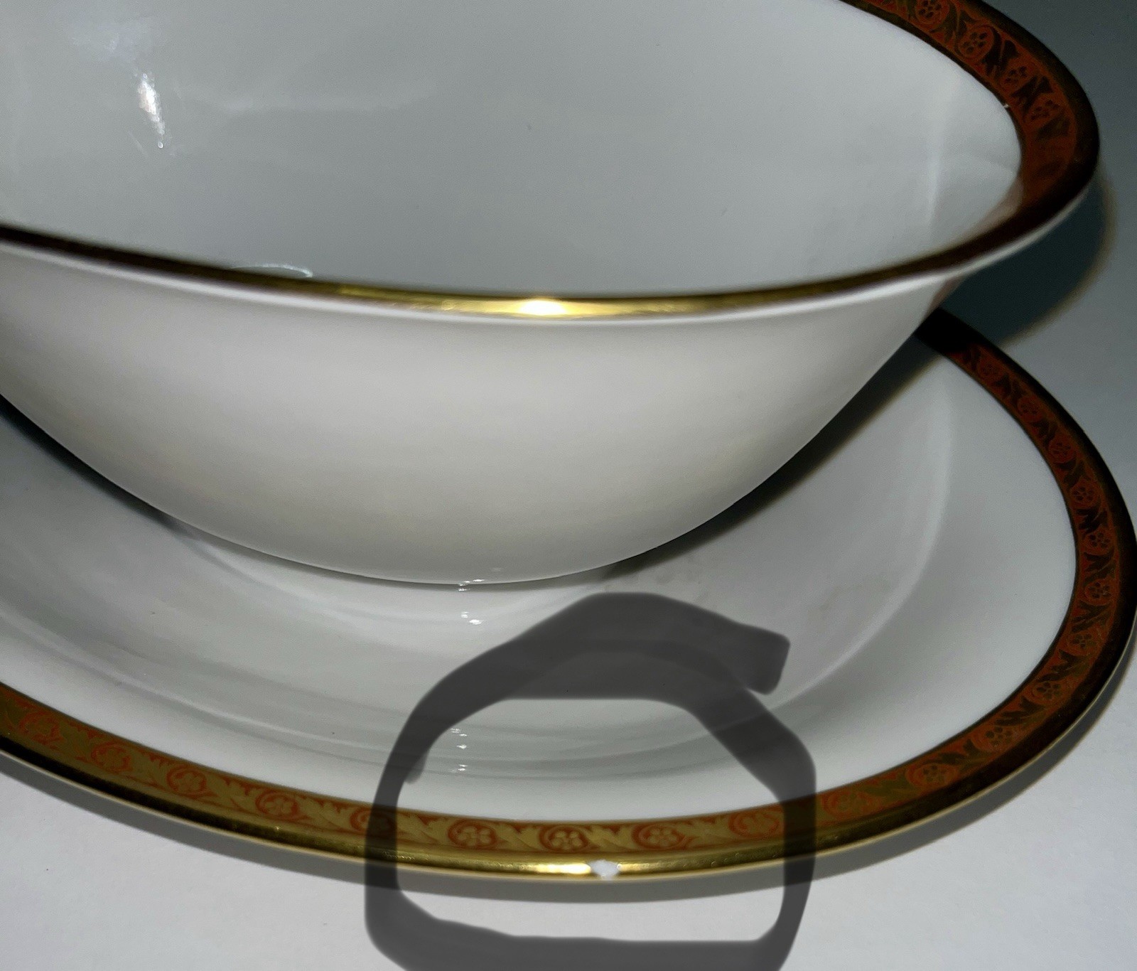 Vintage Tirschenreuth Bavaria The Windsor 8” Bowl w/Saucer White Gold Trim