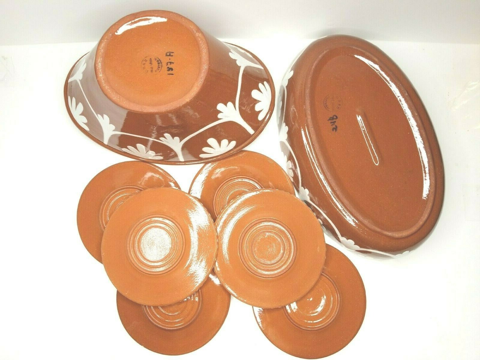15 Pc Obar Terra Cotta Plates Teapot Pitcher Bowl Cream Cup Cruz Legue Portugal