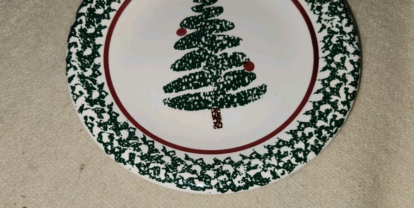 Furio Home VTG 1997 Holiday Christmas Tree Plate 8″ Spongeware Edge
