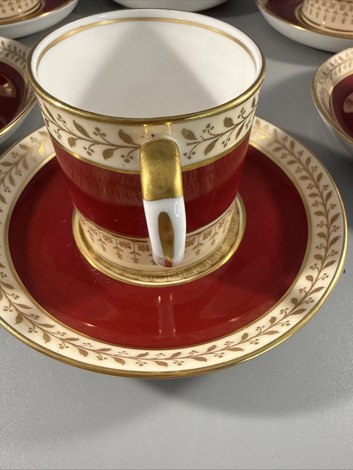 Set-6 Royal Staffordshire Demitasse Cup & Saucer Sets Burgundy Gold A15242