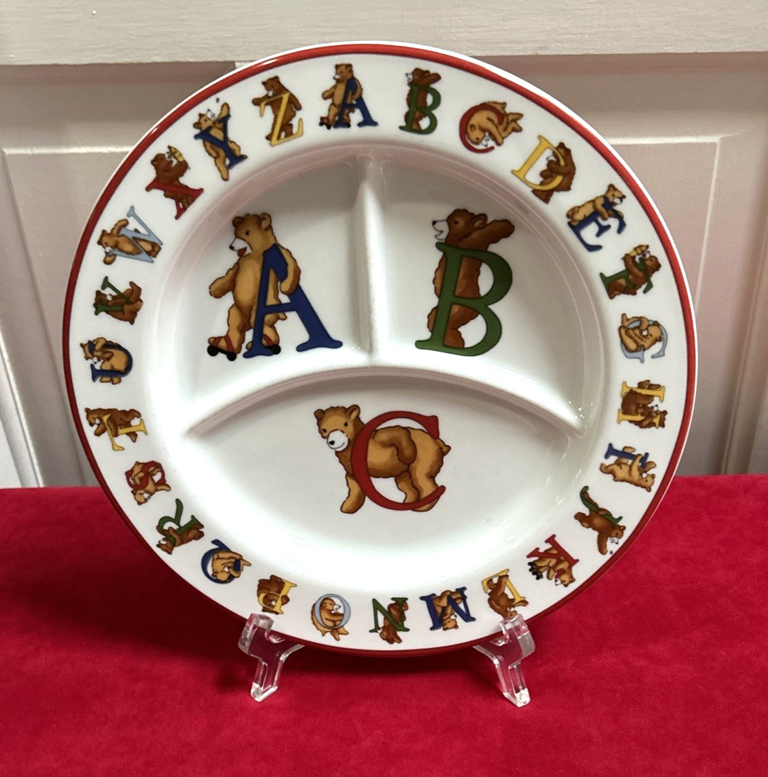 Tiffany & Co. ALPHABET BEARS 8-3/4″ Child’s Divided Plate, Dish EUC