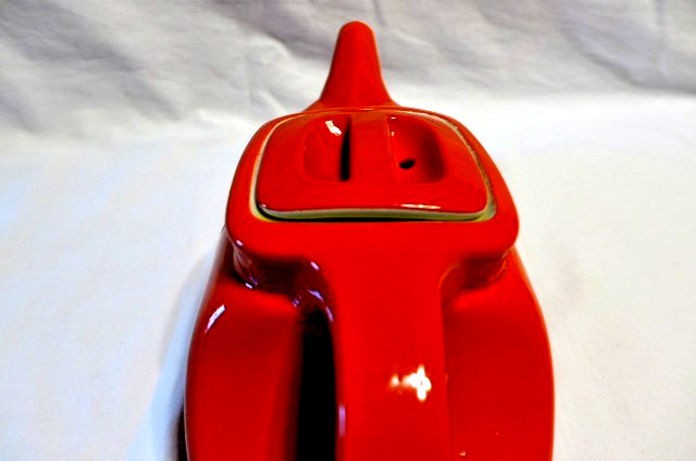 Vintage 1938 Hall China Art Deco Car Automobile Figural Teapot Rare Red Glaze