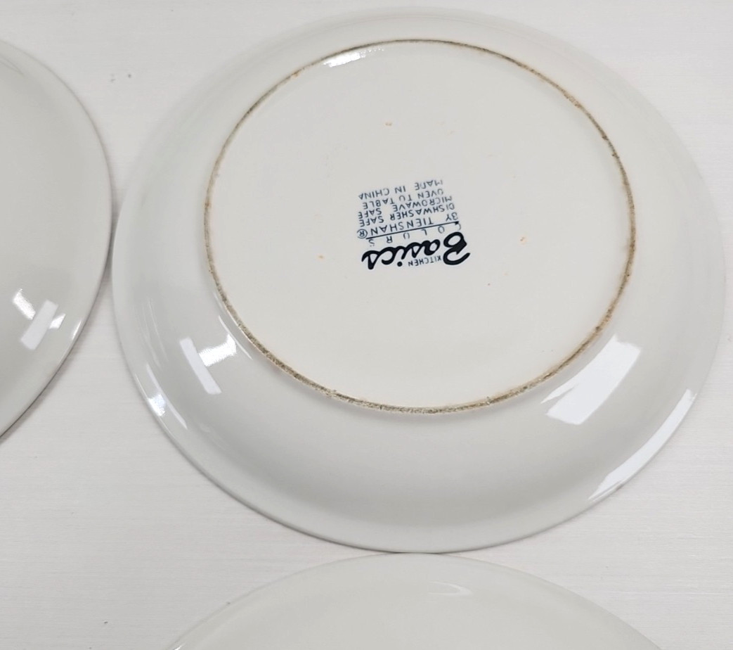 4 Tienshan Kitchen Basics Cobalt Green Dinner Plate Set Table Dining Dishes Lot