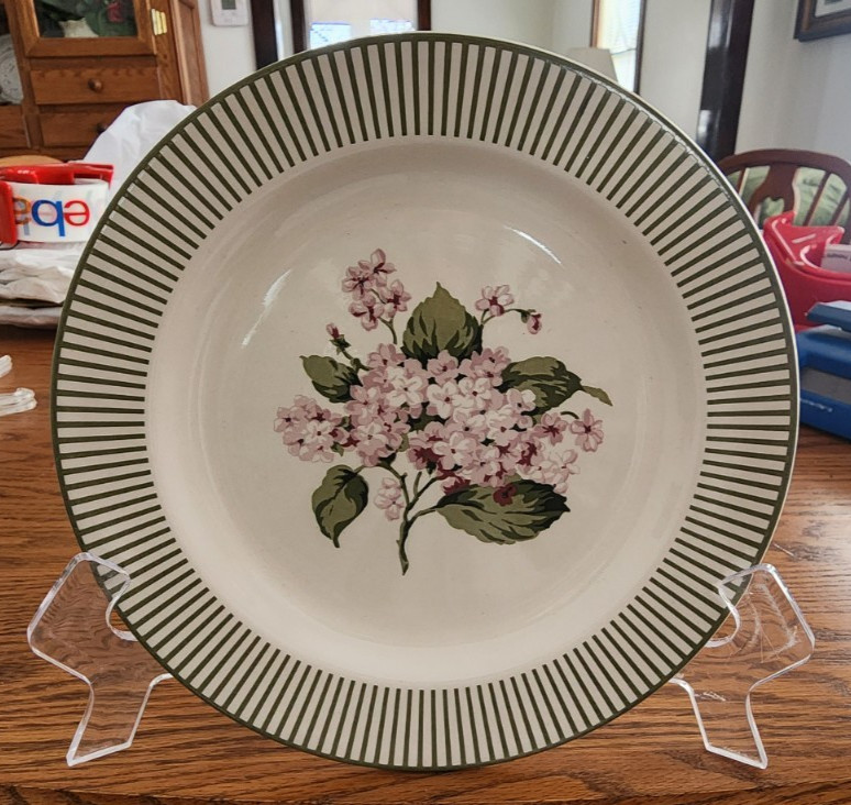Hydrangea Salad Dessert Plate 8 1/2″ Martha Stewart Stoneware White Pink Green !