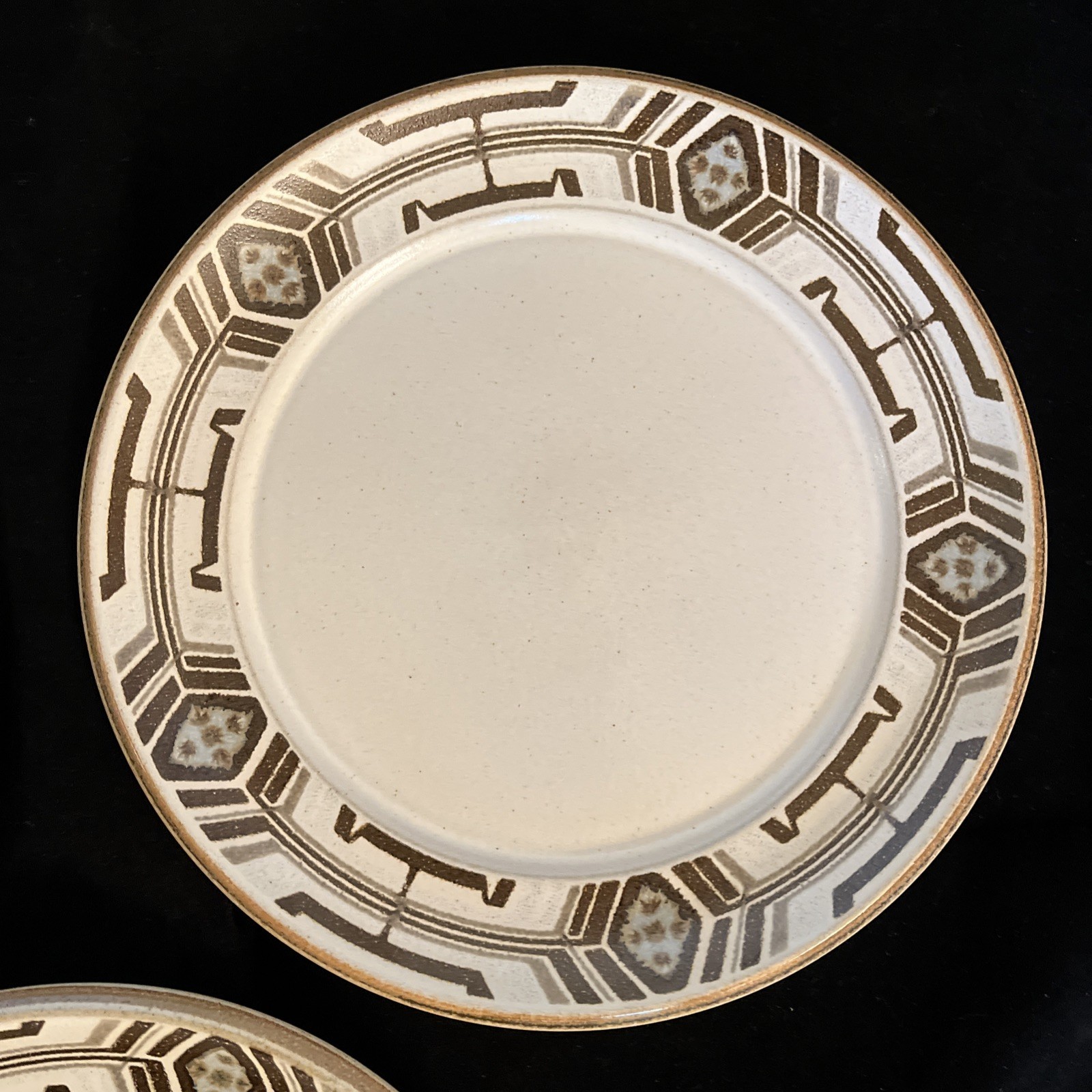 Set Of 3 Denby Plates 6.5in Stoneware Potpourri Aztec For Tea Side Dessert Bread