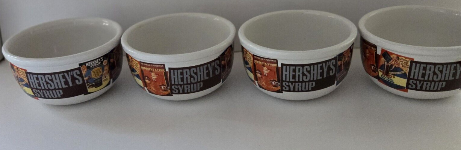 Houston Harvest Hershey’s Chocolate Syrup Ice Cream Bowls Ceramic Nostalgic