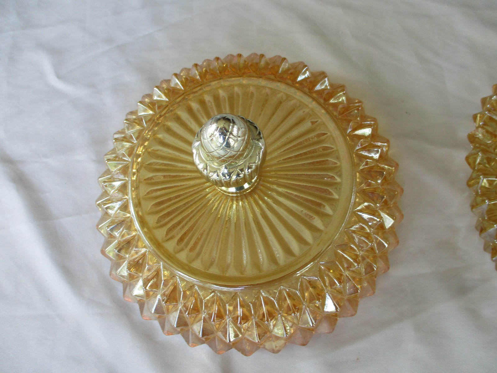 Indiana Glass Amber Pedestal Candy Dish + Covered Candy Dish & Condiment Server