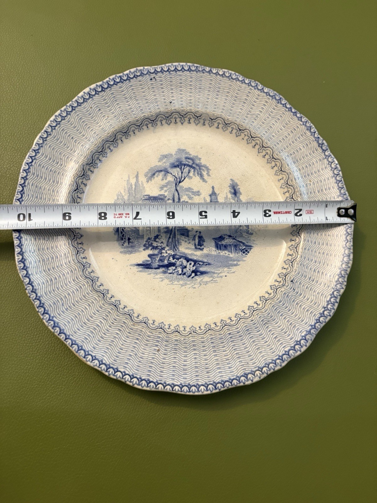 Antique E. Challinor Ironstone Plate Blue pattern nankin Wavy England