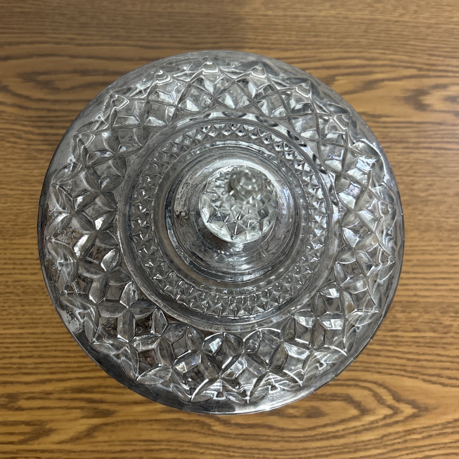VTG Anchor Hocking Wexford 7.5” Diamond Smoky Gray Iridescent Candy Dish