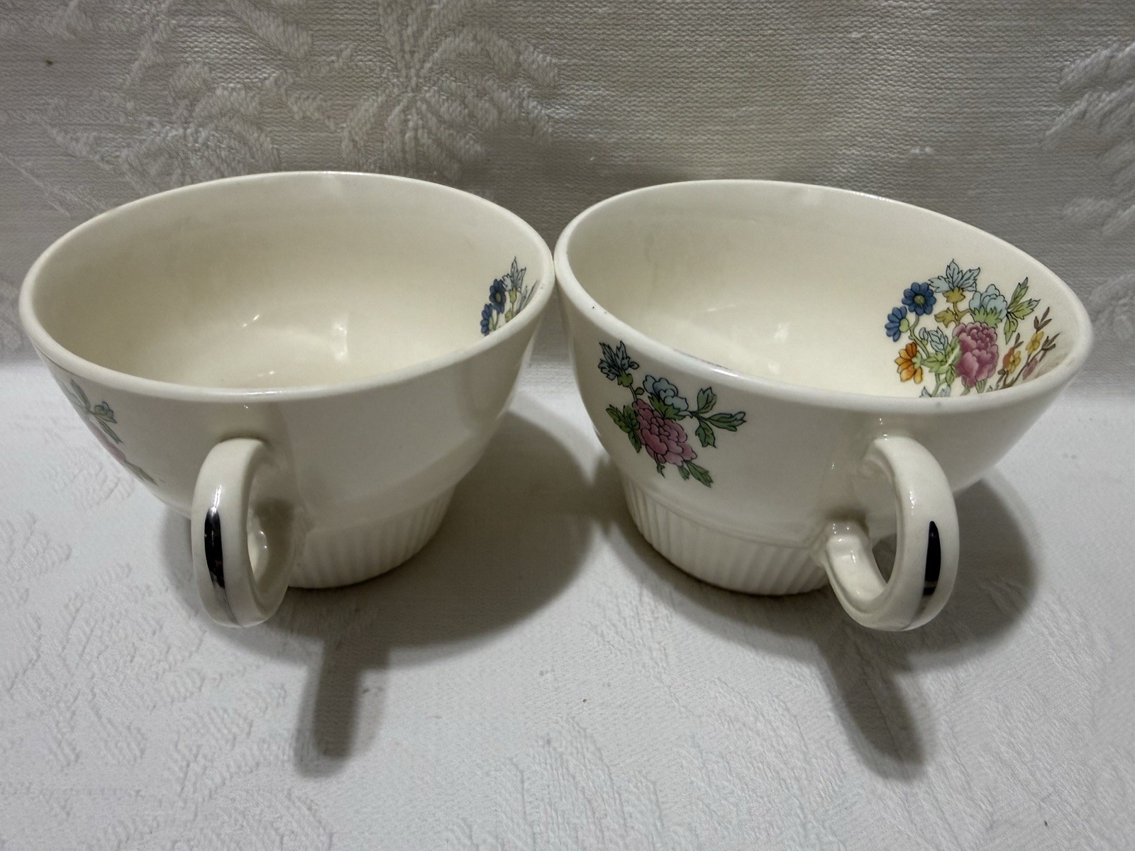 (2) Salem “INDIAN TREE” Victory Shape (Plain Ribbed Trim)-Cup & Saucer Sets