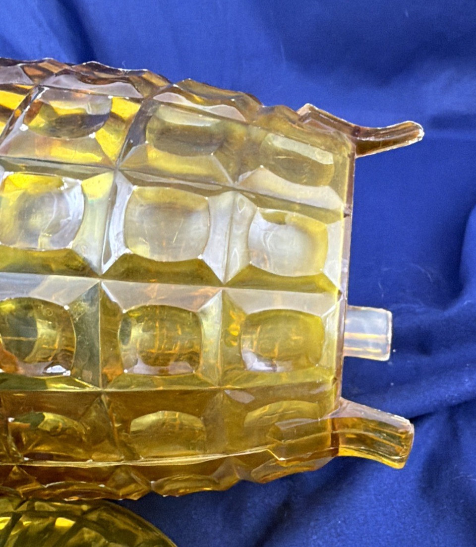 Rageline Yellow Pattern Plastic Candy Dish with lid: Vintage Style Server 8.5″