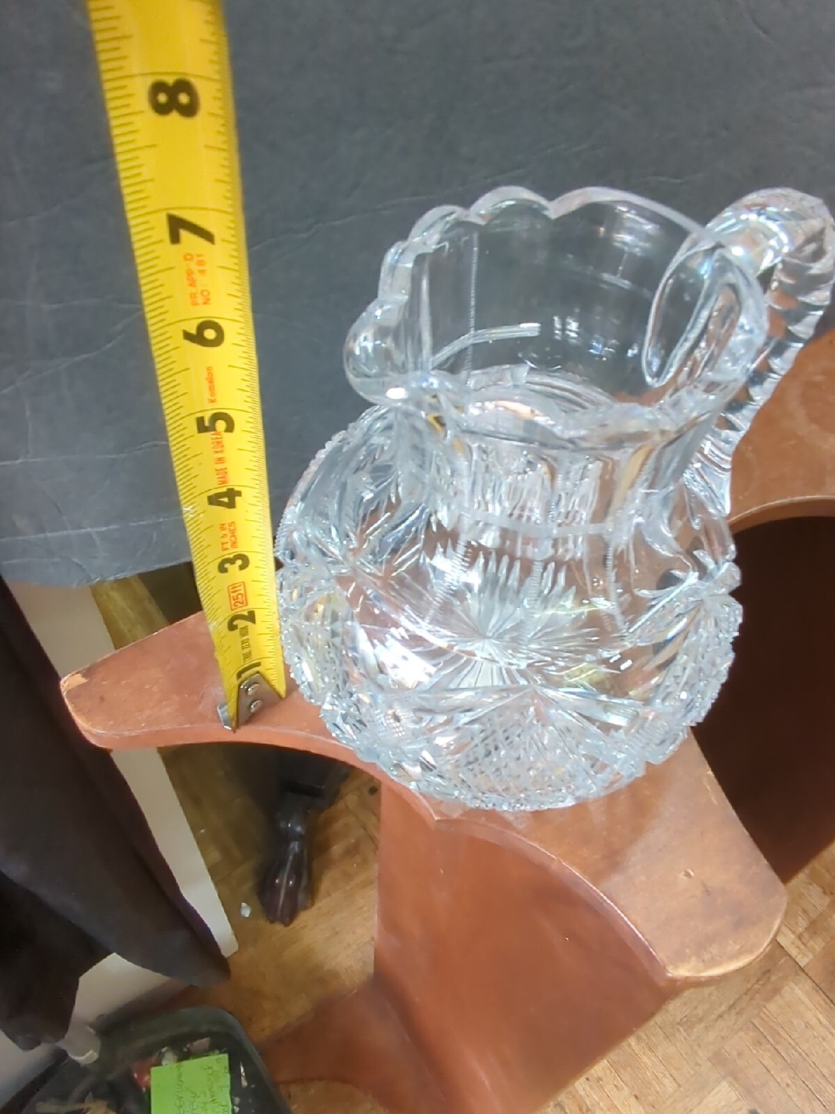 antique american brilliant cut glass Star Ball Pitcher Vase