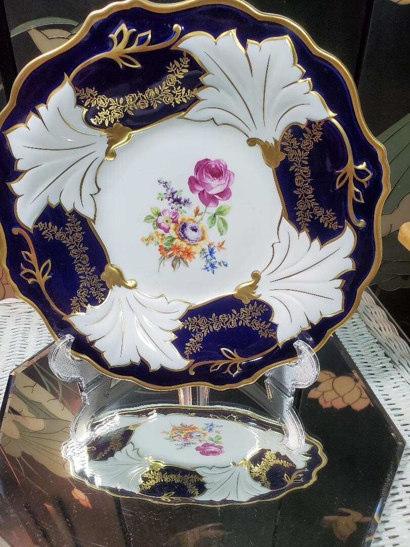 WEIMAR ECHT KOBALT PLATE ”JUTTA” PORCELAIN GERMANY 12.75” 782 75