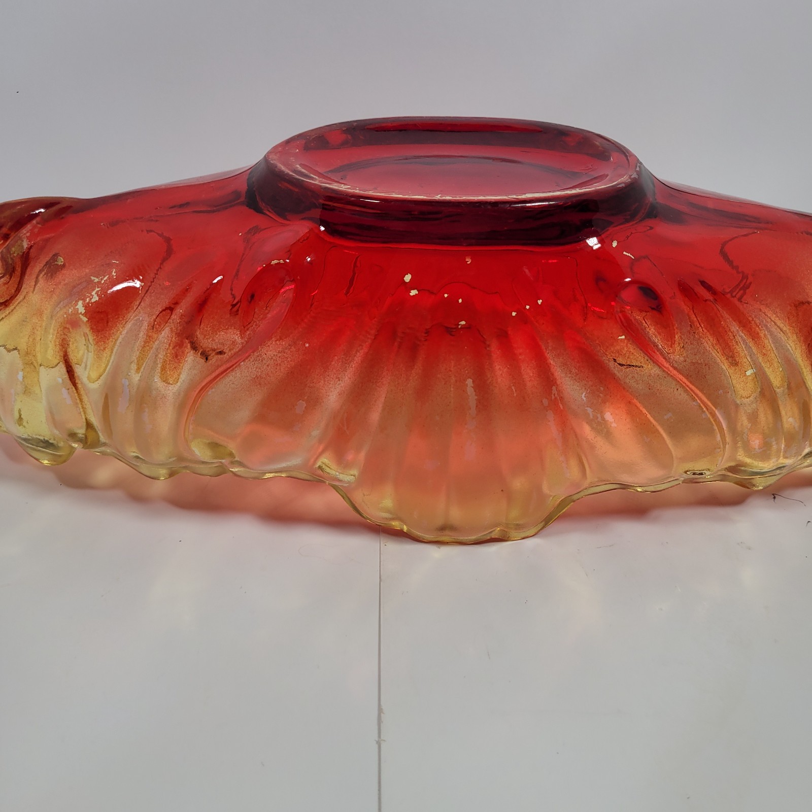VTG Amberina Jeanette Glass Gondola Bowl 1950’s 1577S13