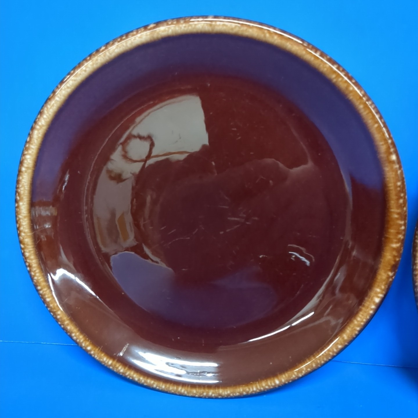 (4) USA Mid Century Modern Vintage Brown Drip Glazed 7.5″ Pottery Plates USA