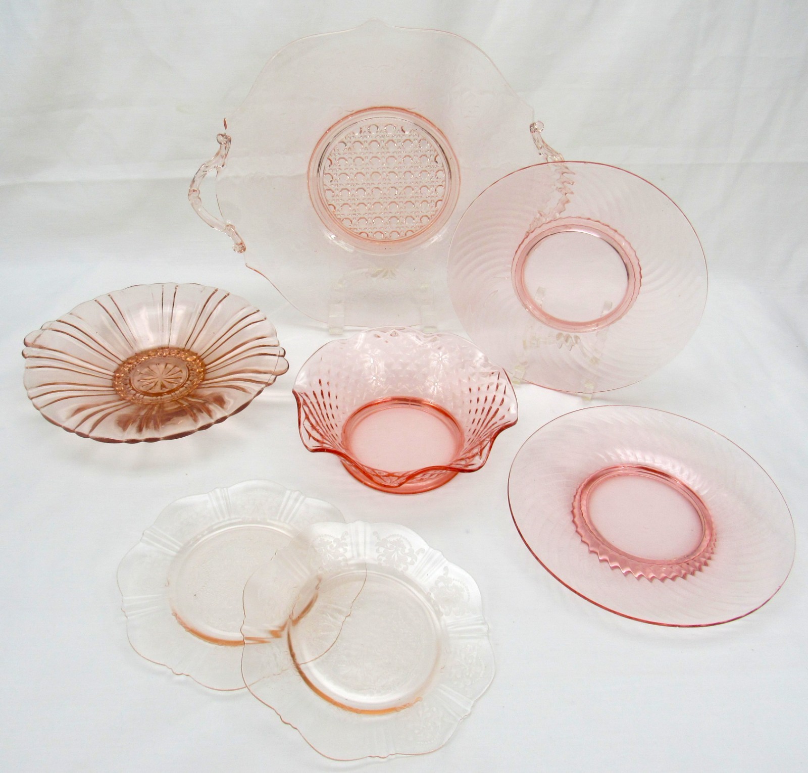 Vtg Mixed Lot of Pink Depression glass Dishes MacBeth-Evans Lancaster Imperial