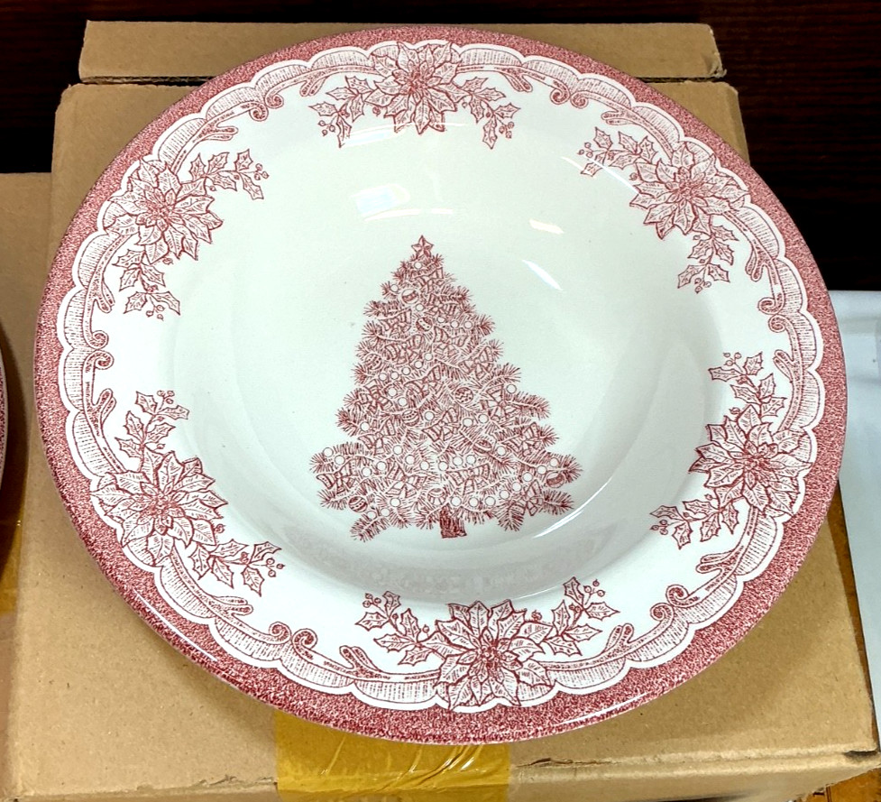 Staffordshire Engravings Yuletide PINK COLORED SET – SERVICE FOR 4 PLACE SETTING