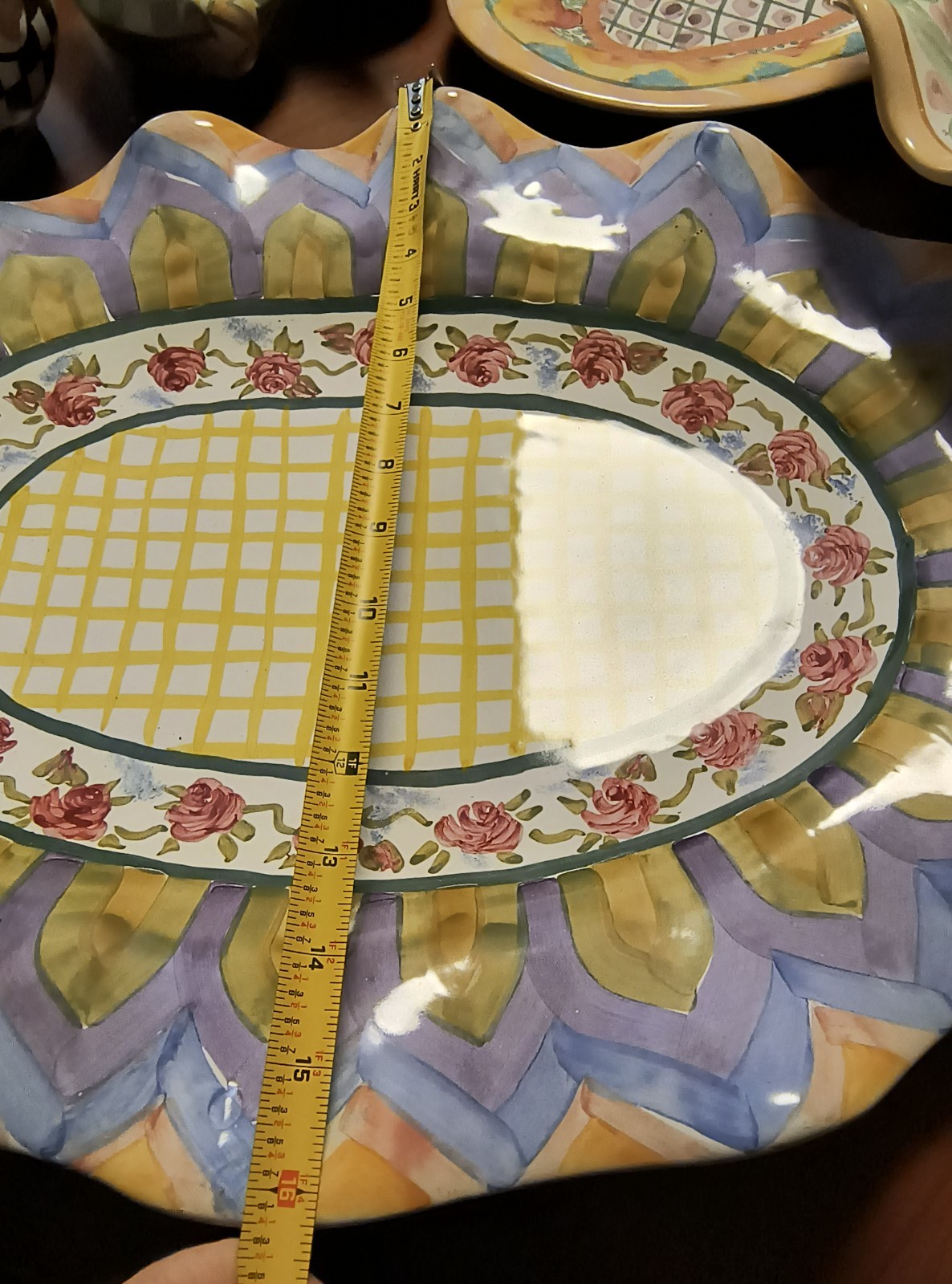 MacKenzie Child’s Large Odd Fellows Platter 21 In By 16 In Retired Pattern