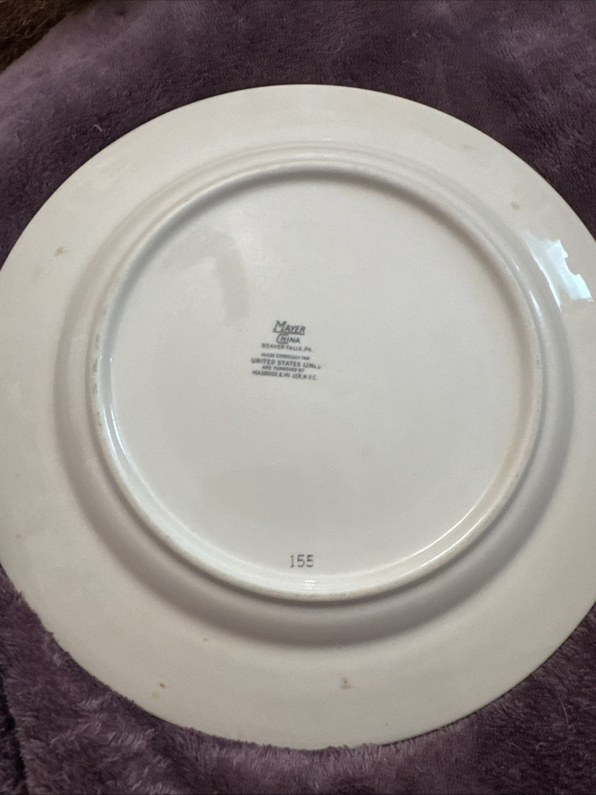 Mayer China United States Gray Line Plate 10”- Defect