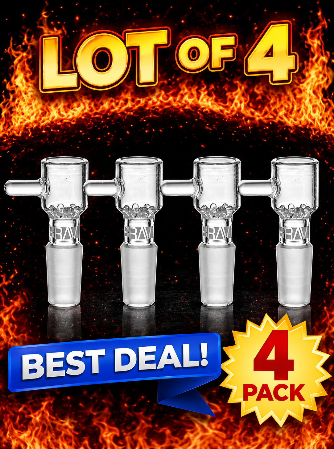 4X GRAV 14mm Octo bowl w/ Built-in Glass Screen water pipe glass pipe bongs