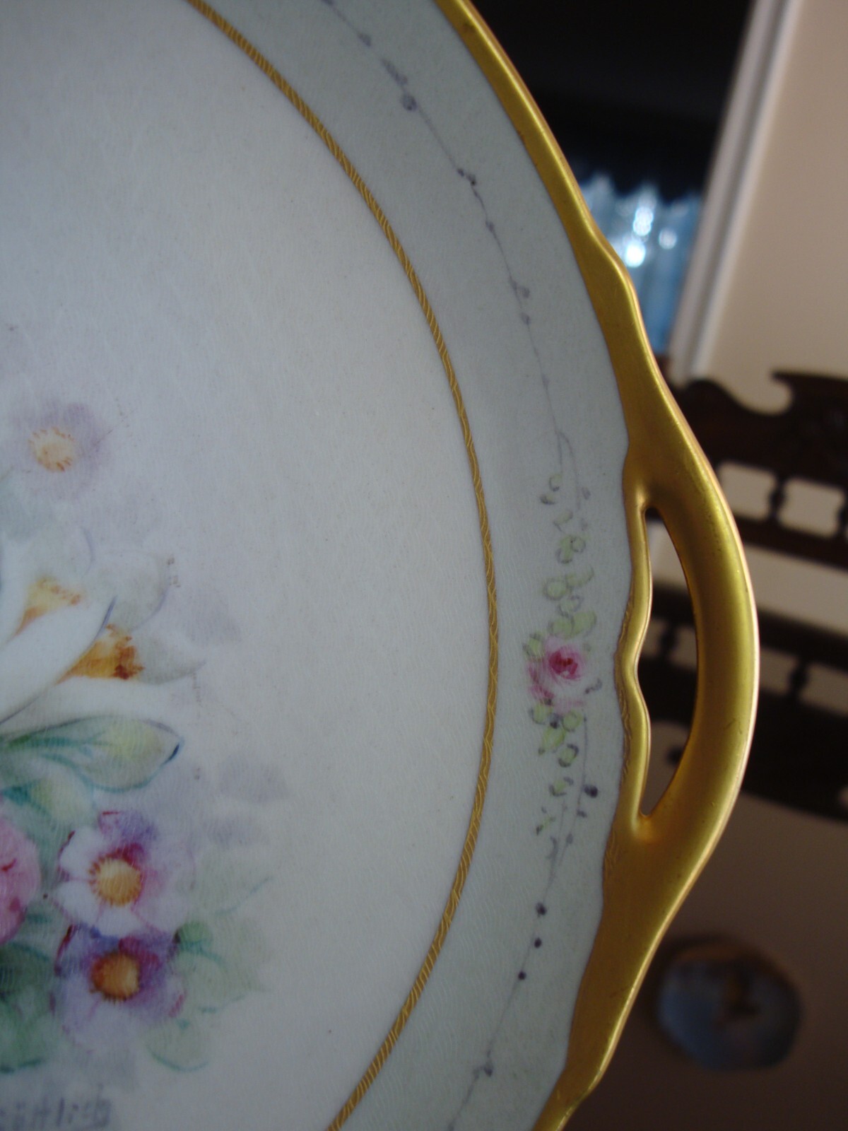 RARE LIMOGES PICKARD SIGNED “GOTTLICH” HAND PAINTED ROSES on TAPESTRY CAKE PLATE