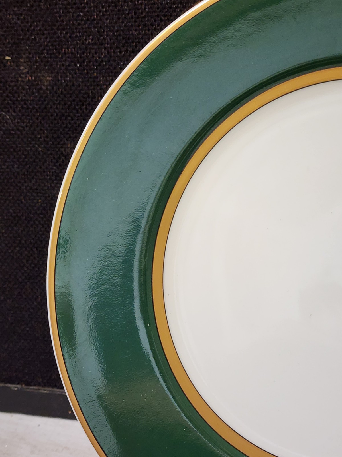 1- Vintage 1978 Fitz & Floyd Renaissance Dark Green 10 1/4″ Dinner Plate
