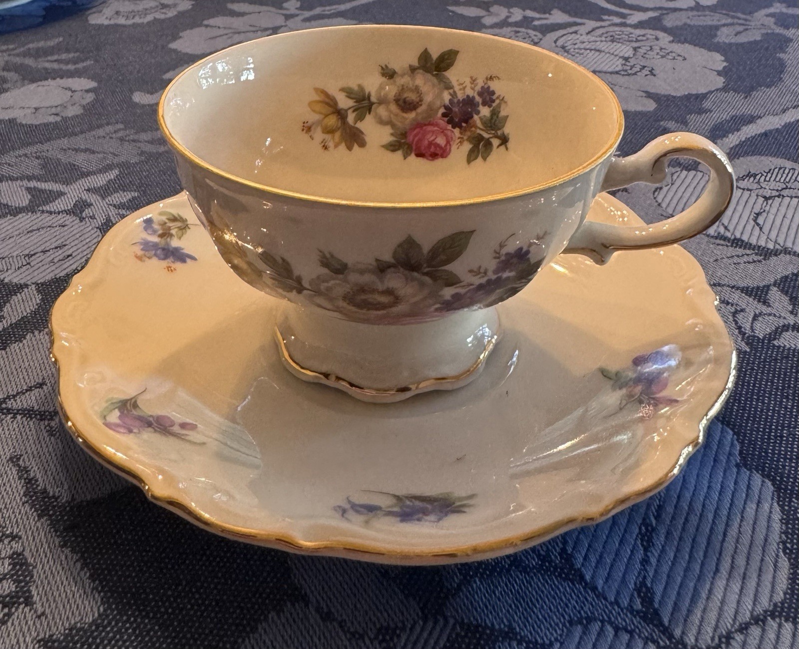 Set of 6 Mitterteich Bavaria Meissen Floral Teacups With Matching Saucers