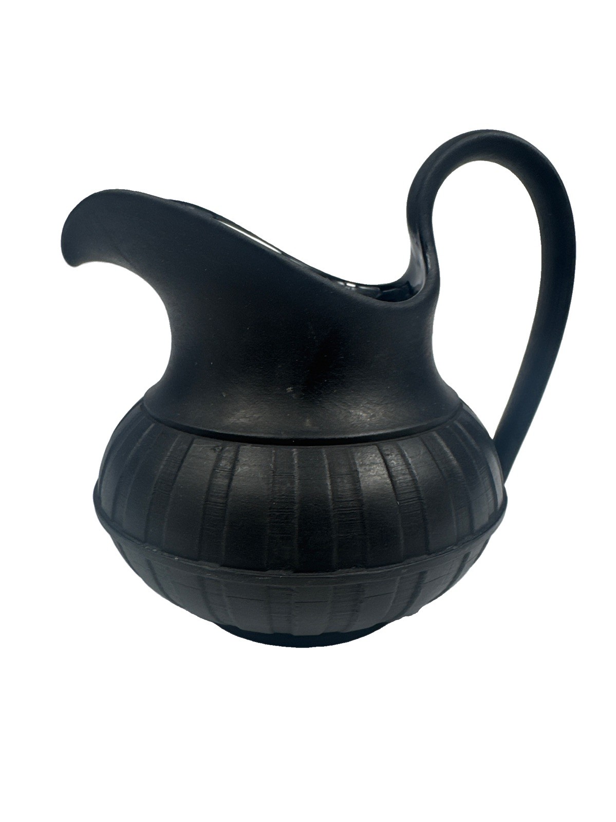 Vintage Wedgwood Black Basalt Creamer Pitcher Jug Made In England Matte Vase