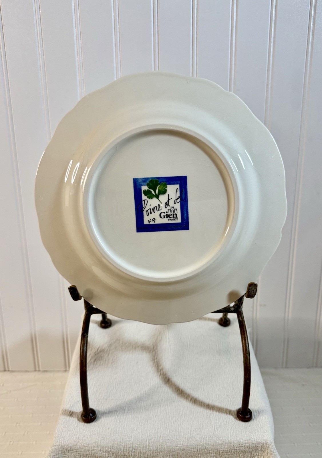 Poivre Et Sel Blue Vint. Set of 4 Salad Plates 8.75″ Faiencerie De Gien France