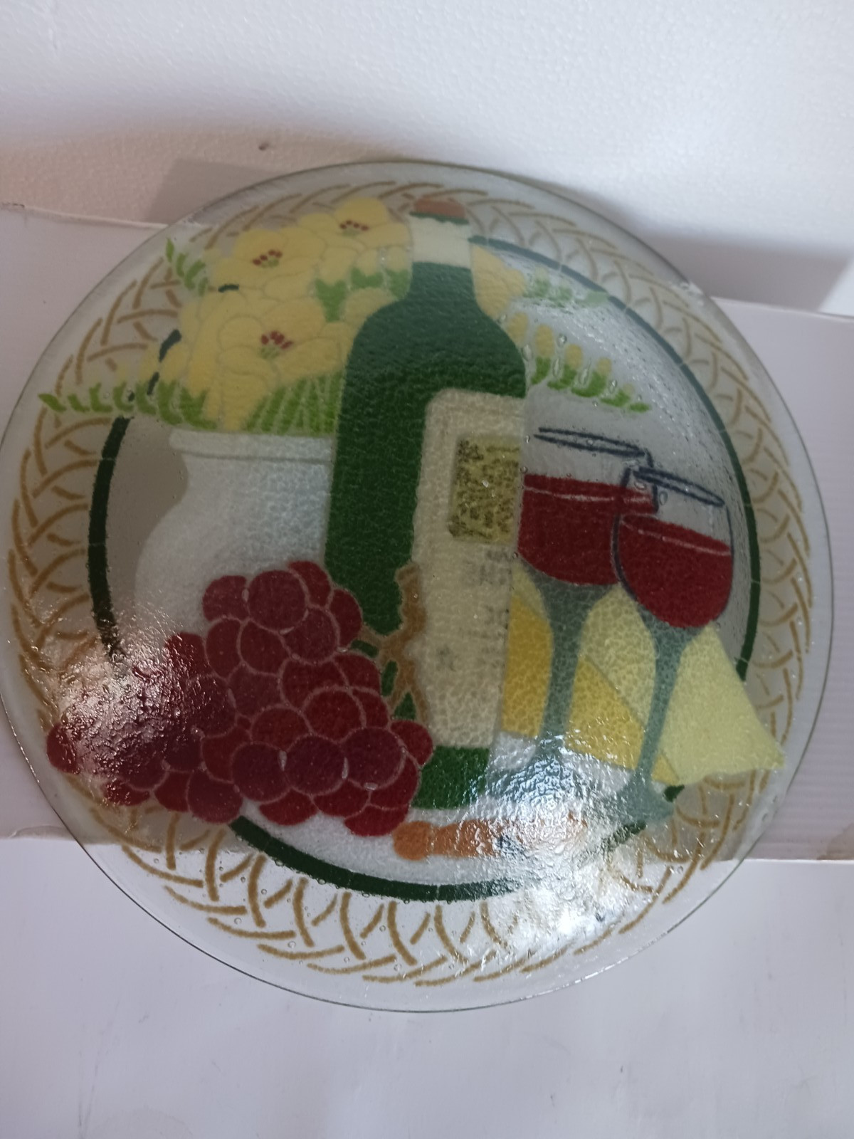 Appetizer 2 Serving Plates Peggy Karr French Italy Wine Cheese 10.5, 8.5″ sgn