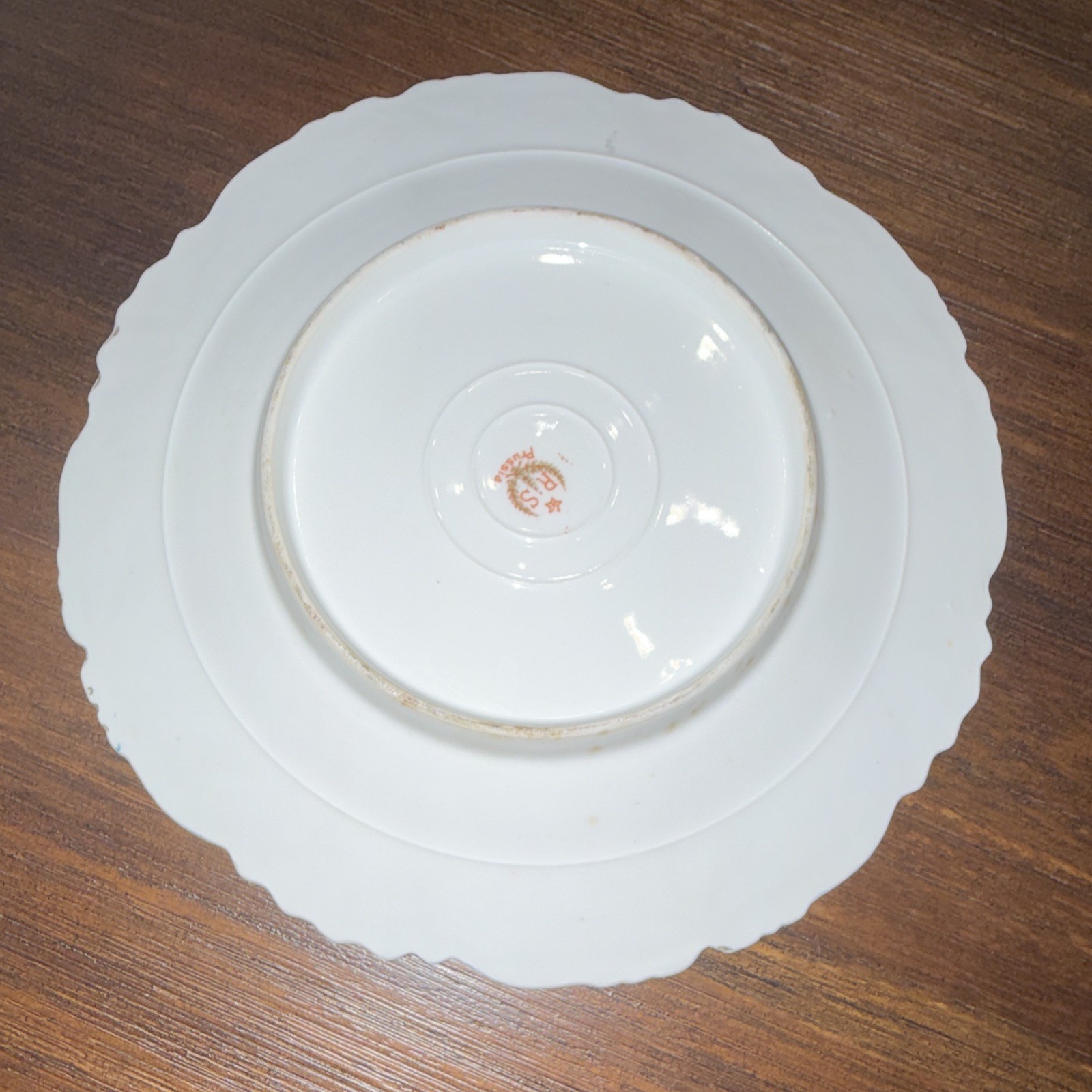Antique RS Prussia Porcelain Cabinet Plate Blue Border Scalloped 8.5”