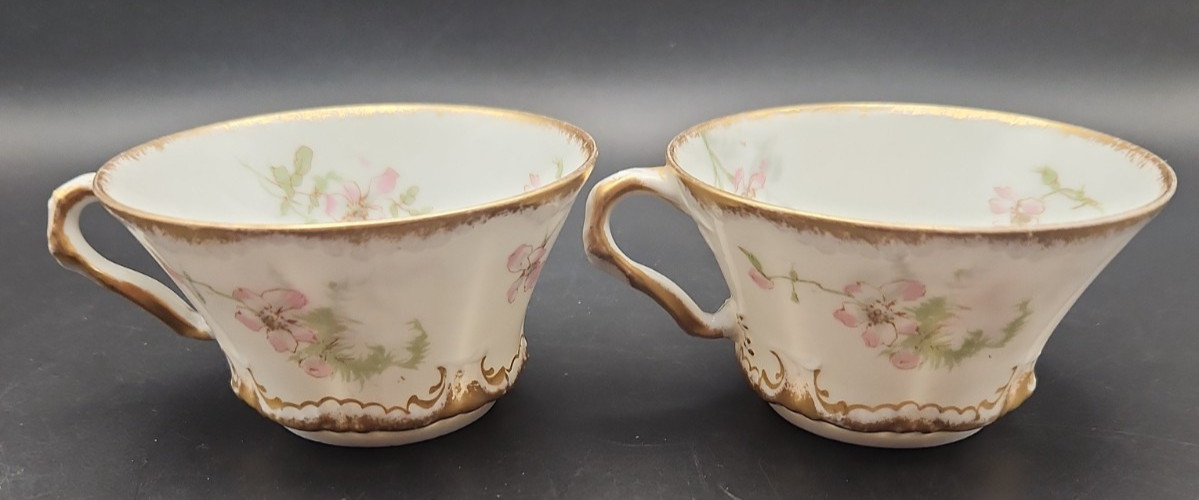 Set of 2 Theodore Haviland Limoges Apple Blossom Tea Cups Memphis Queensware Co.