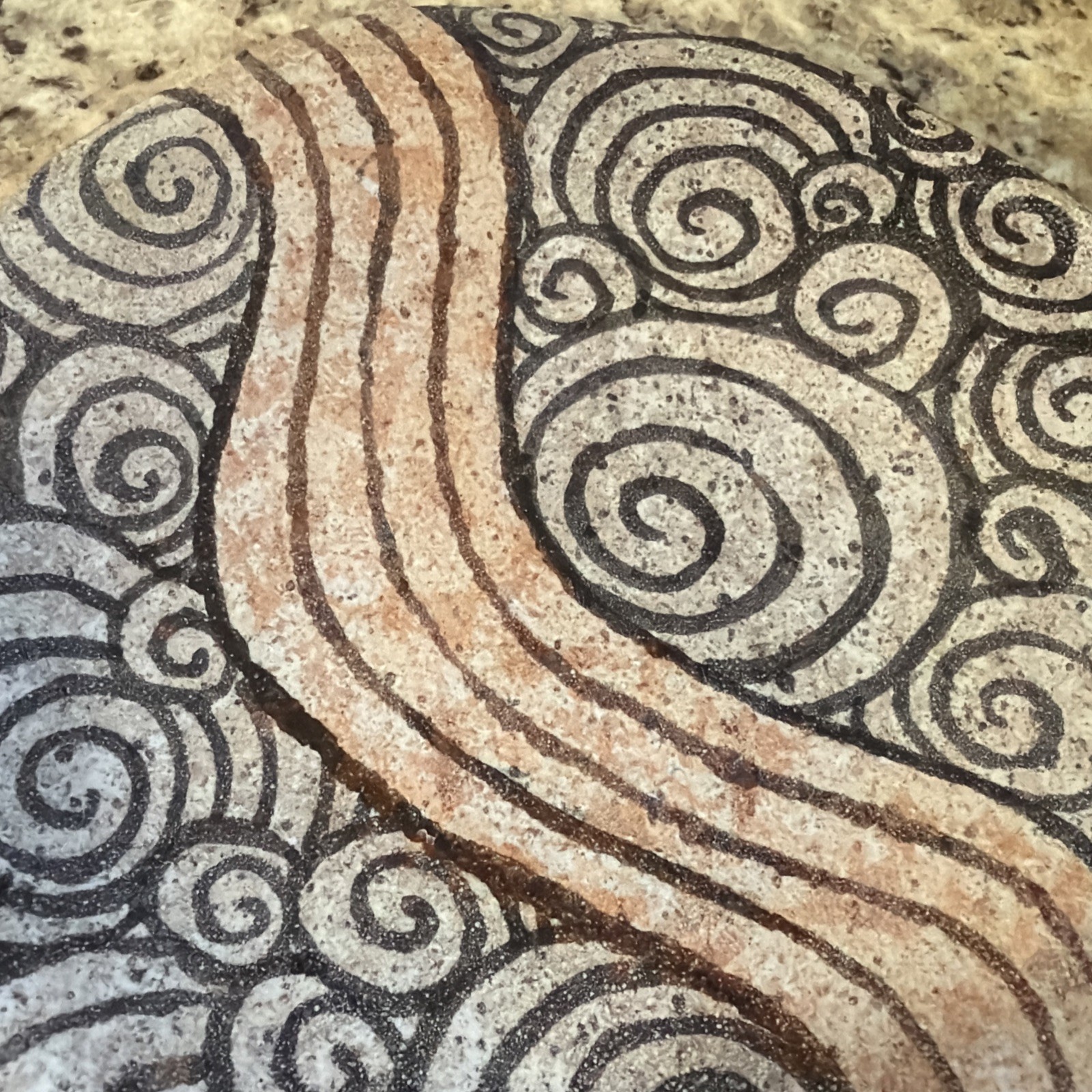 Organic Pottery Abstract MODERN PLATE Sculpture CIRCLES/WAVES Black