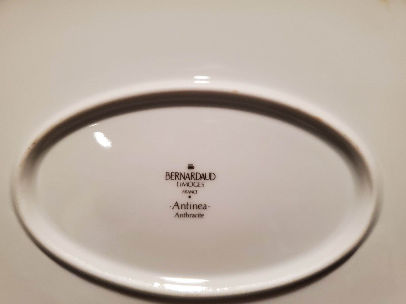 BERNARDAUD NEW ANTINEA ANTHRACITE OVAL 15 1/2 INCH PLATTER – LOVELY!!