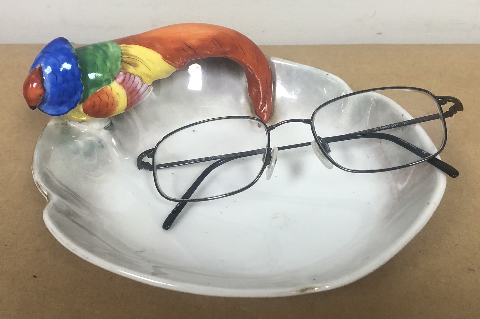 Vintage Noritake figural tropical bird Macaw, Parrot candy dish