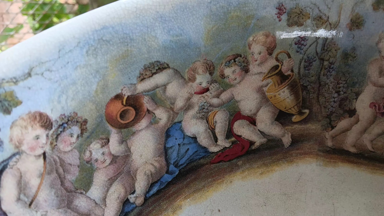 Huge Victorian Ironstone Punch Bowl Bachus Satyr Fawn And Puttis Neoclassical