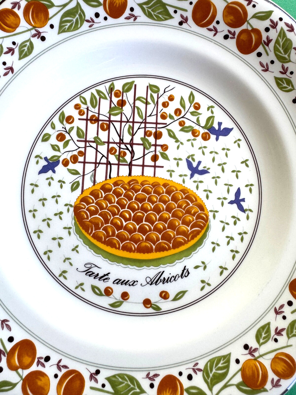 French Gien for Crate & Barrel “LES TARTES” Dessert Plates Abricot/Pomme/Cerise