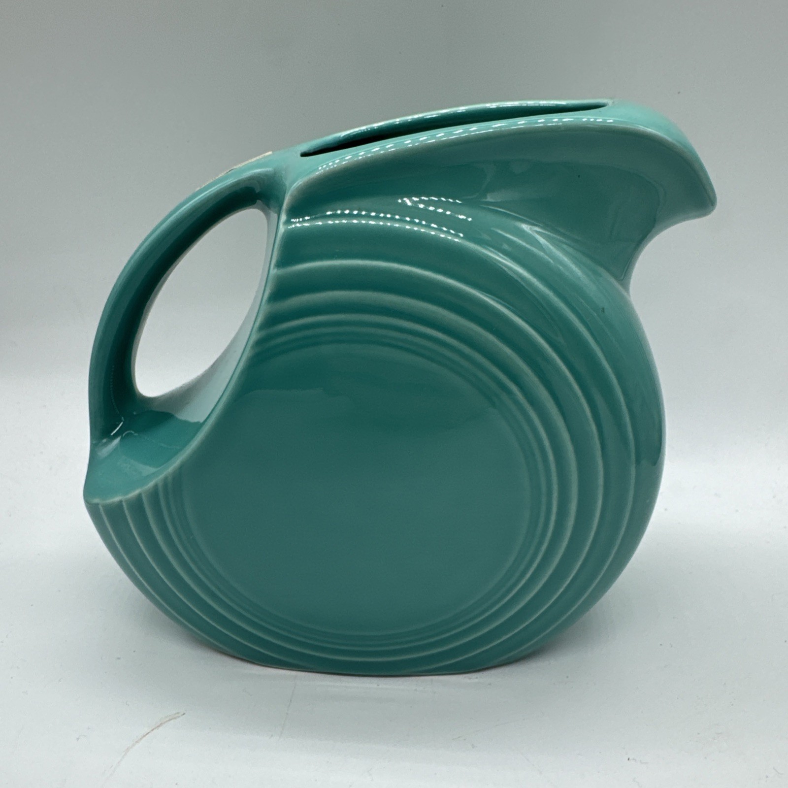Fiesta Betty Crocker Small Disk Pitcher Dancing Lady Pristine 2004 Turquoise New