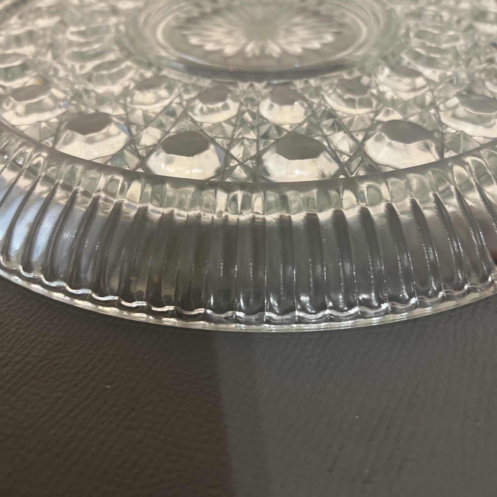 Federal Clear Glass Windsor Platter/Button & Cane Serving Plate 1970s